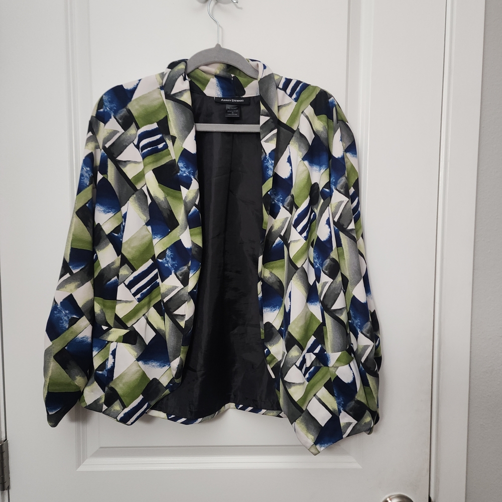 Ashley Stewart Multicolor Abstract Blazer